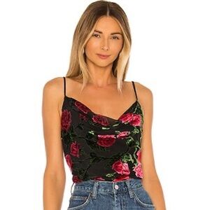 NBD Revolve Harmony Cami Tank Roses Velvet Size S 90s Floral Top